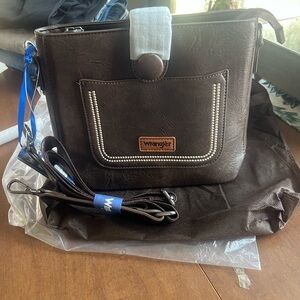 Wrangler Dark Brown Leather Crossbody Bag